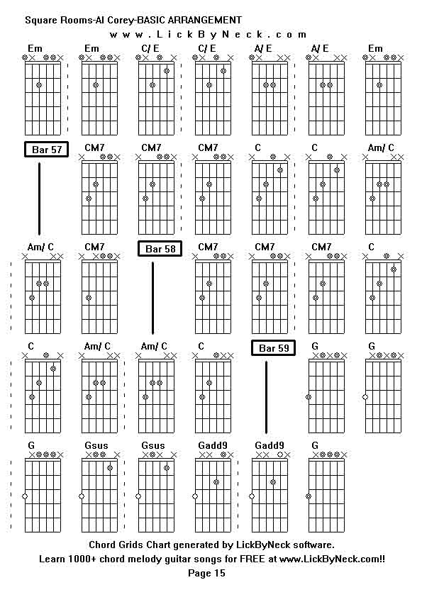 Chord Grids Chart of chord melody fingerstyle guitar song-Square Rooms-Al Corey-BASIC ARRANGEMENT,generated by LickByNeck software.